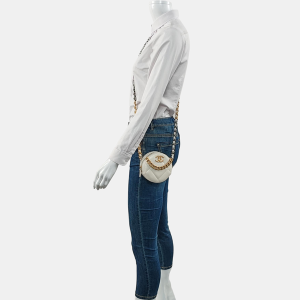 Authenticated pre-owned  CHANEL 19 Quilted Lambskin White - Crossbody Bag at Looply
