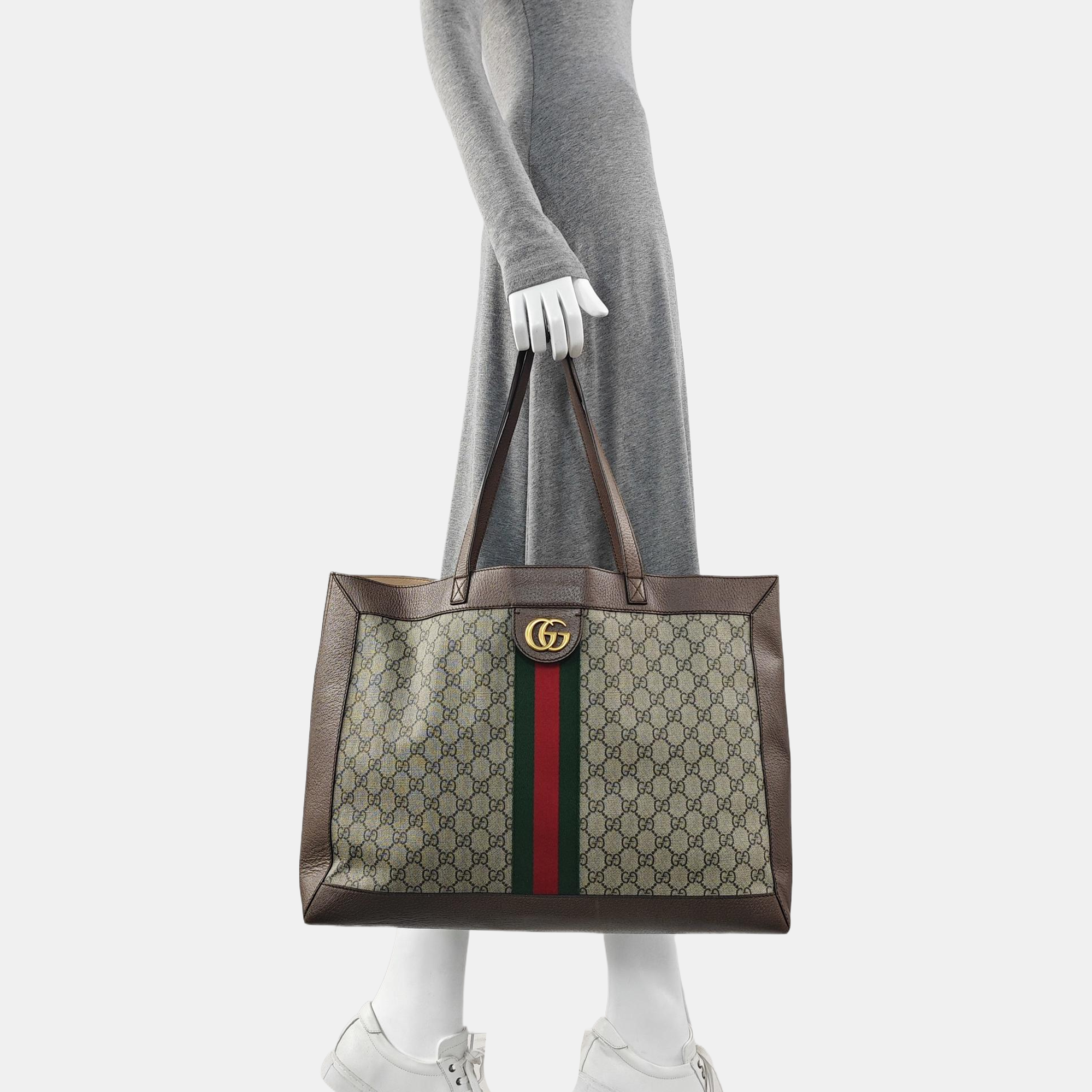 Ophidia Medium Monogram Coated Canvas Beige