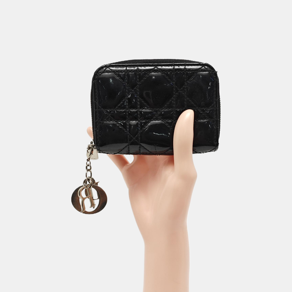 Lady Dior Cannage Patent Leather Black Wallet