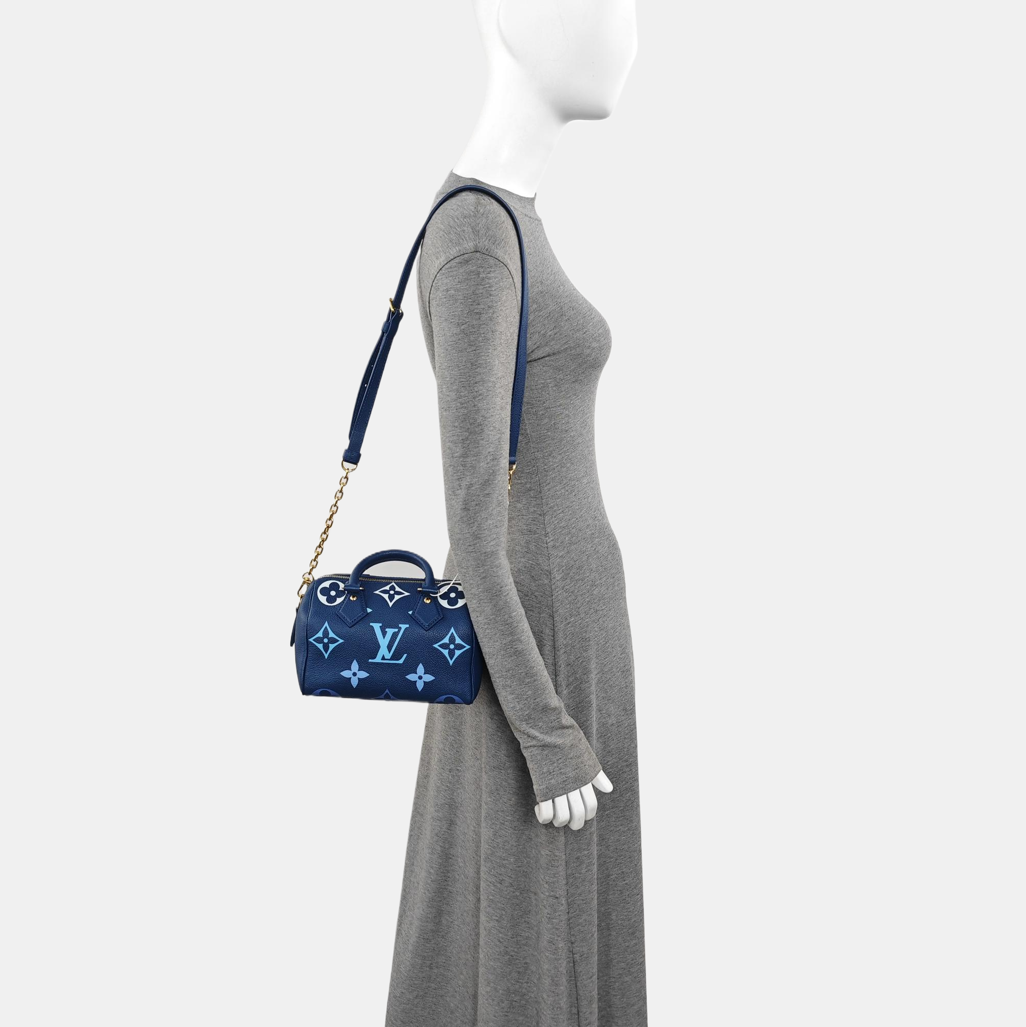 SPEEDY 20 Monogram Calfskin Blue