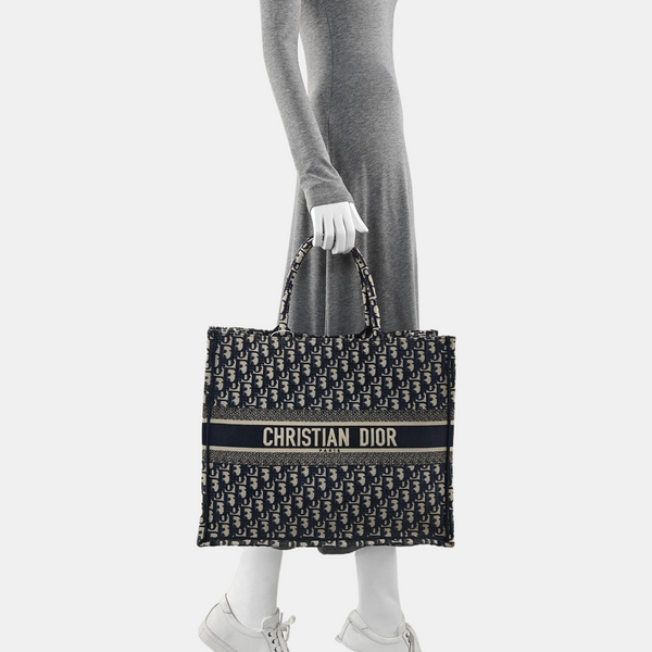 Book Tote Large Oblique Canvas Blue