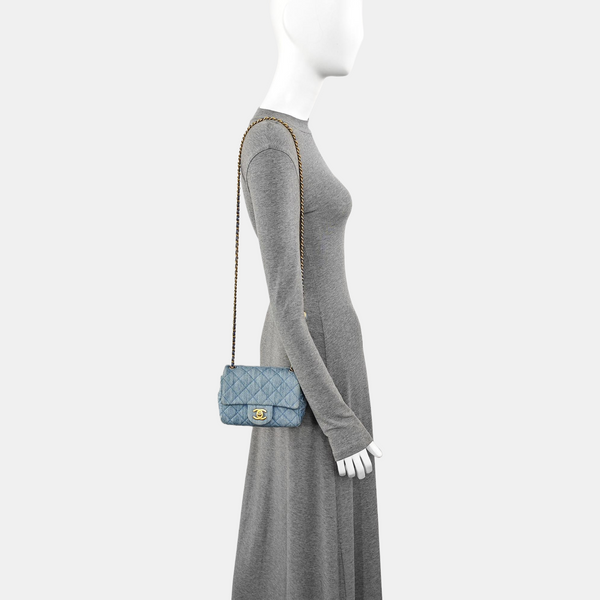 CLASSIC FLAP Mini Quilted Denim Blue