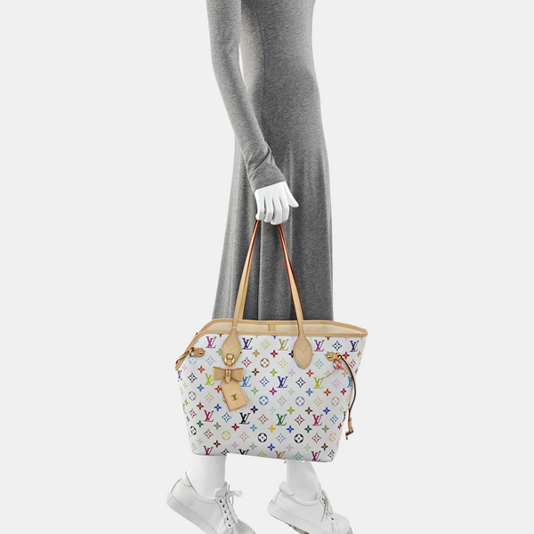 LV × TM NEVERFULL MM Monogram Coated Canvas White
