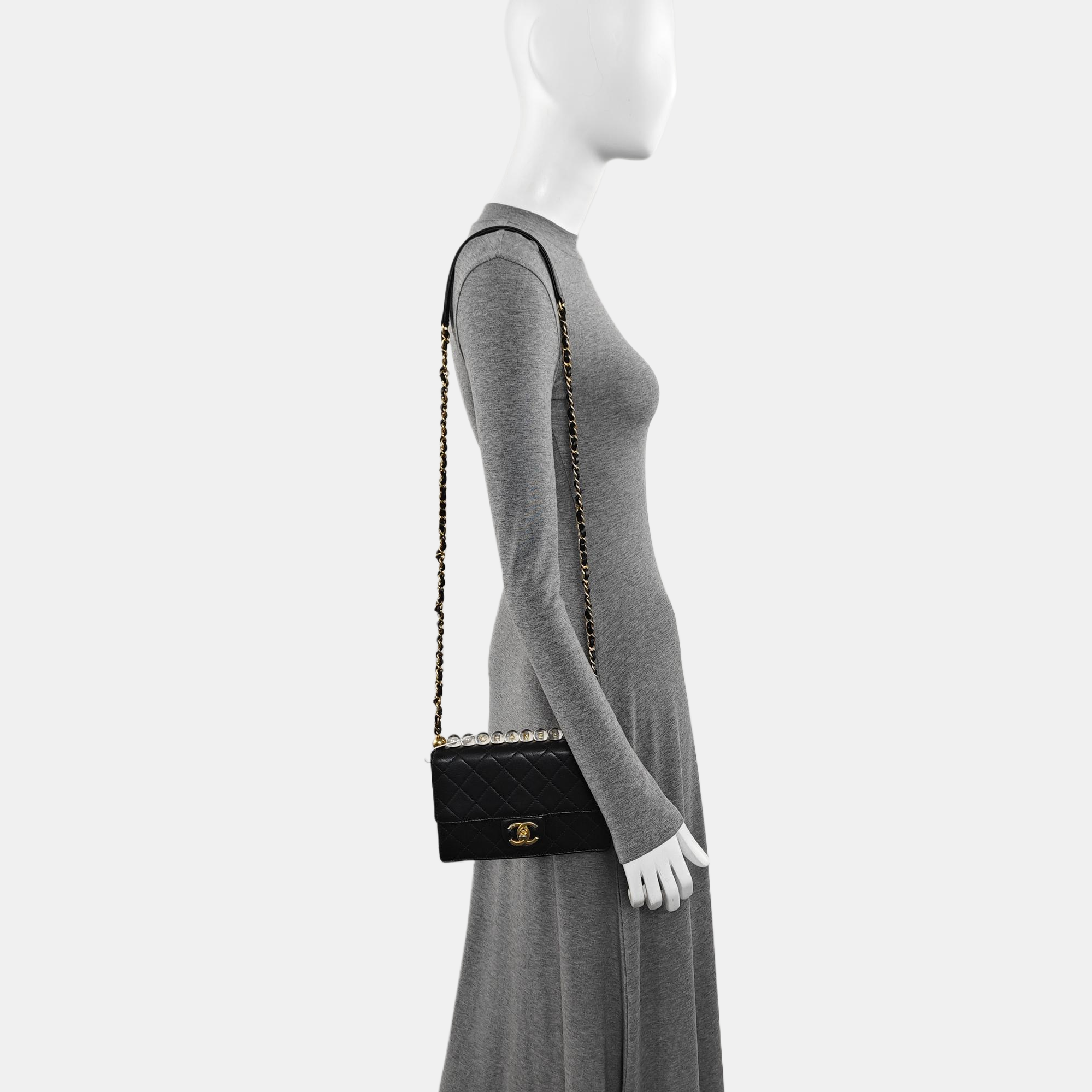 Quilted Lambskin Crossbody Bag Black