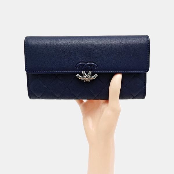 Quilted Lambskin Wallet Blue