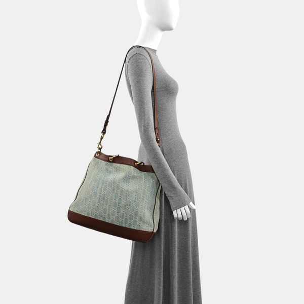 Monogram Denim Tote Bag Blue