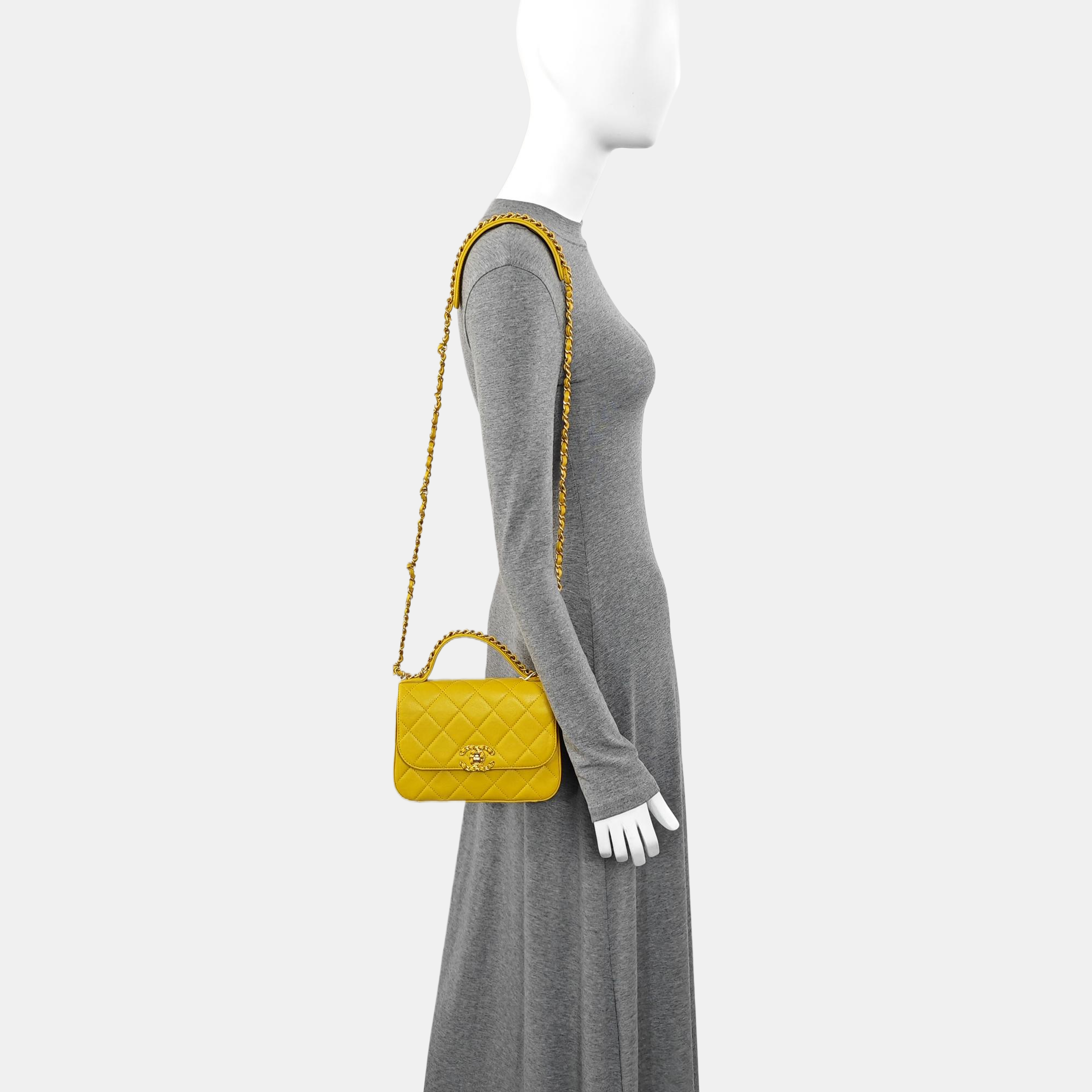 CHAIN INFINITY TOP HANDLE Quilted Lambskin Yellow