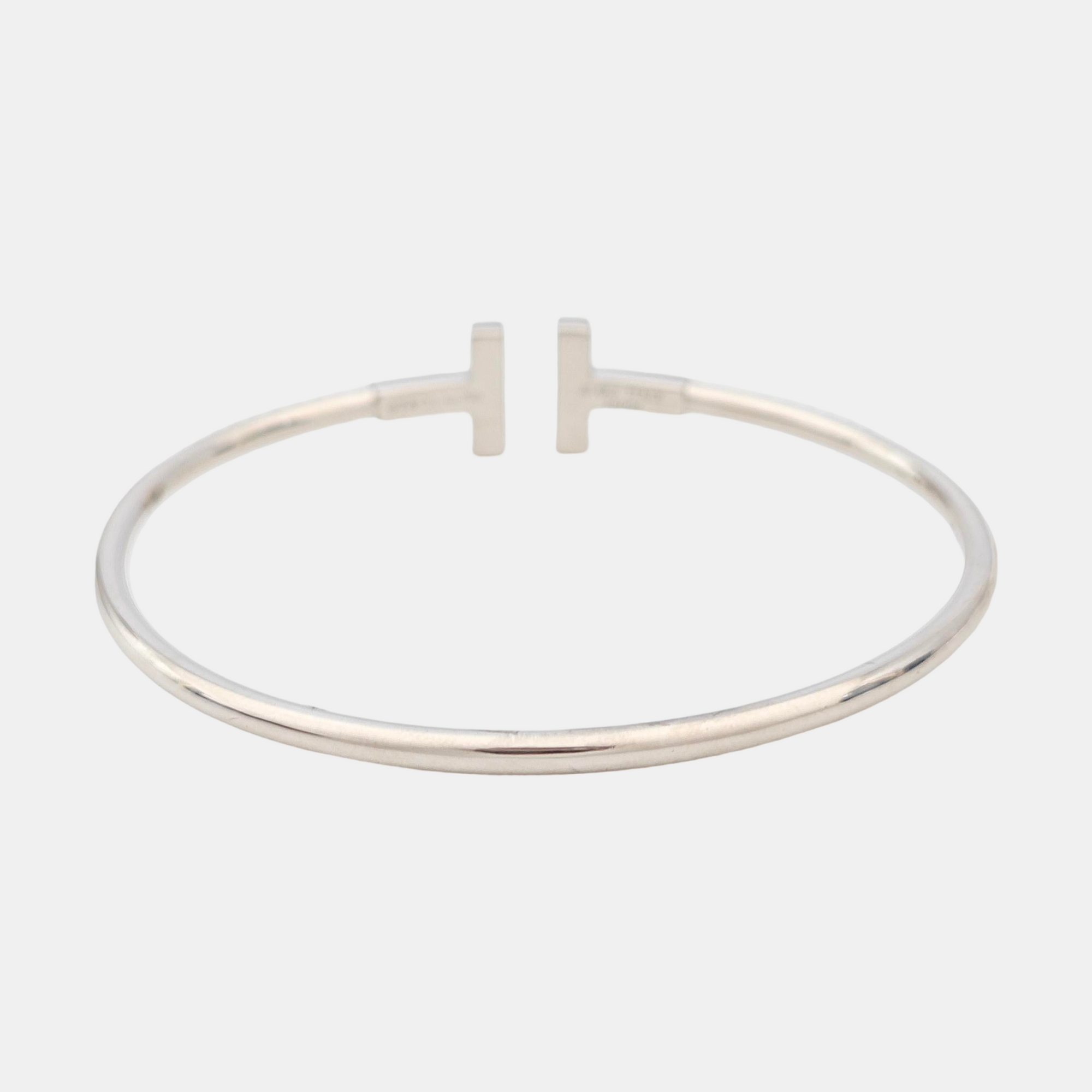 Tiffany T 18k White Gold Silver Bangle