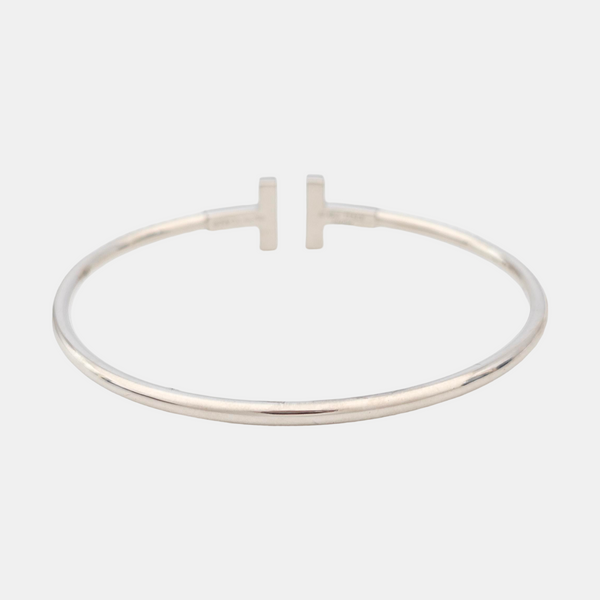 Tiffany T 18k White Gold Silver Bangle