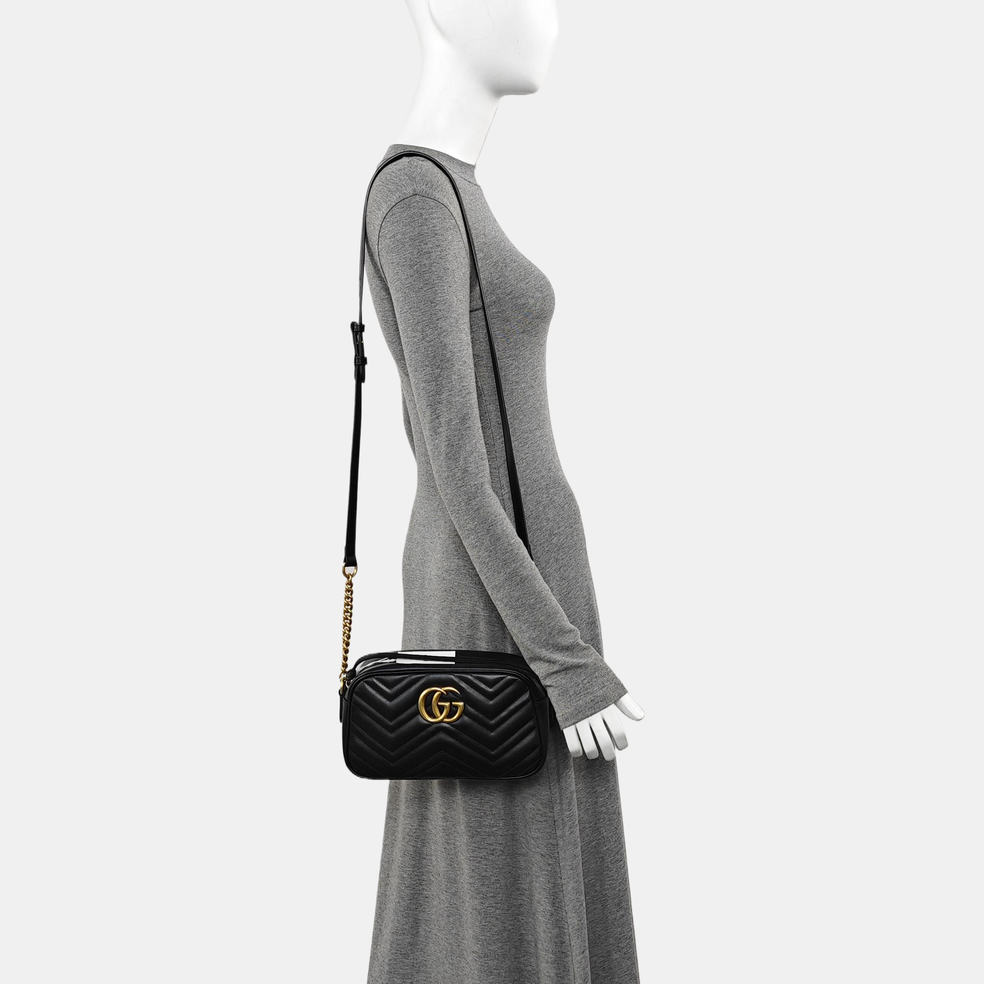GG Marmont Small Quilted Calfskin Black