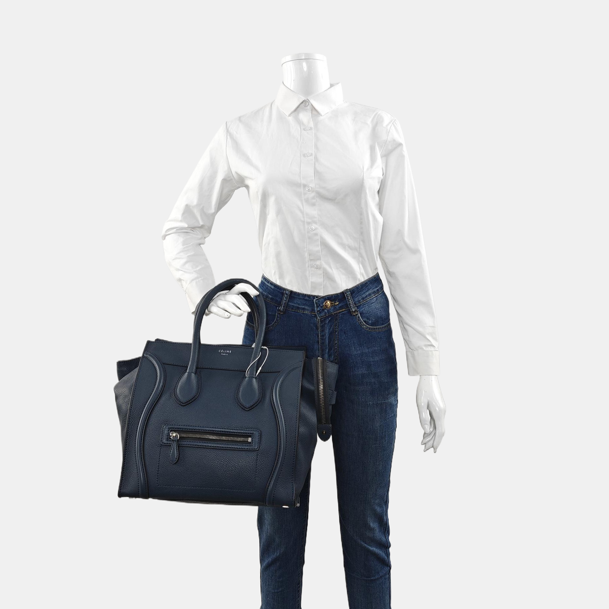 Authenticated pre-owned  LUGGAGE Mini Calfskin Blue - Tote Bag at Looply