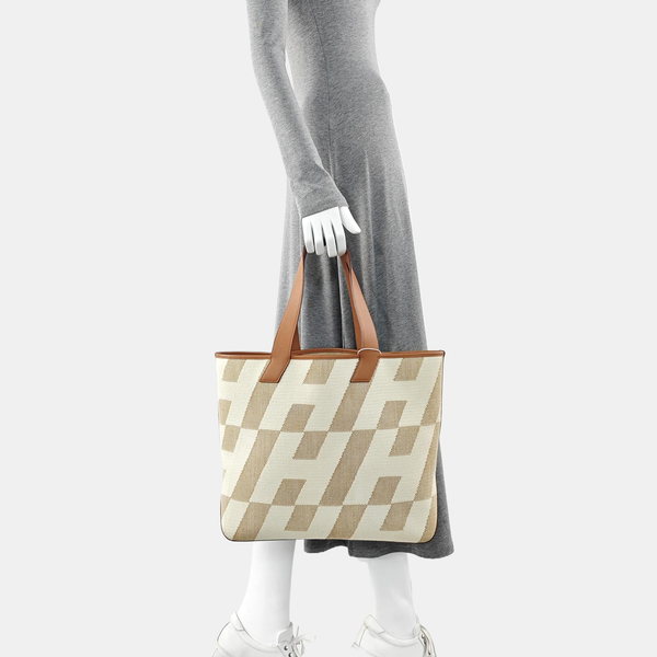 Cabas H En Biais Fabric White