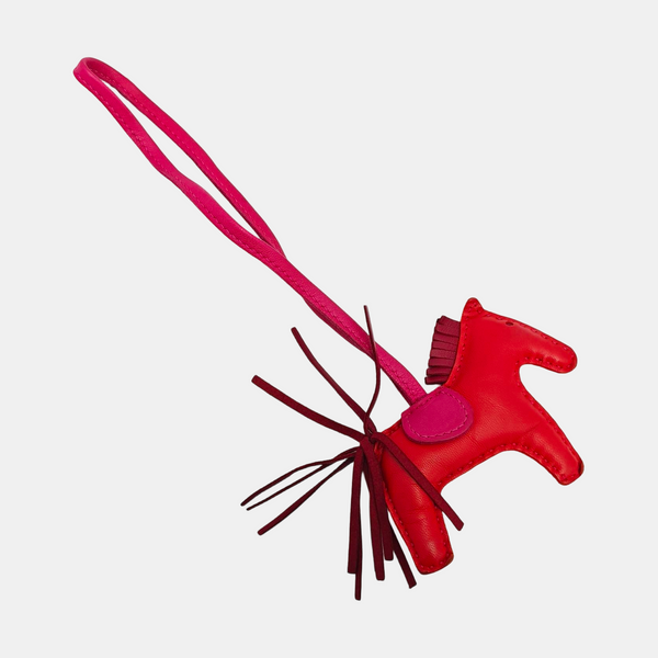 Leather Bag Charm Red