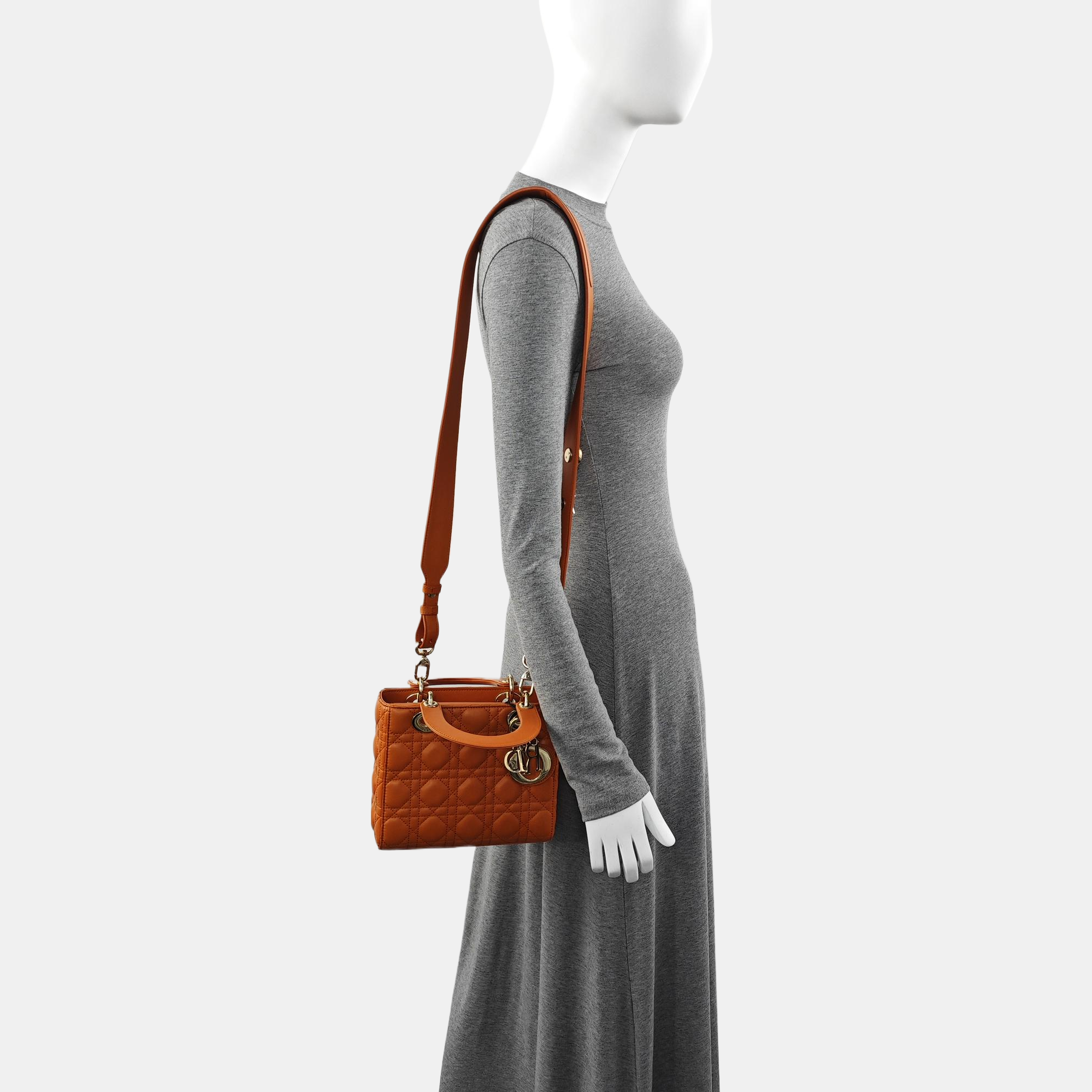 Lady Dior Small Quilted Lambskin Orange