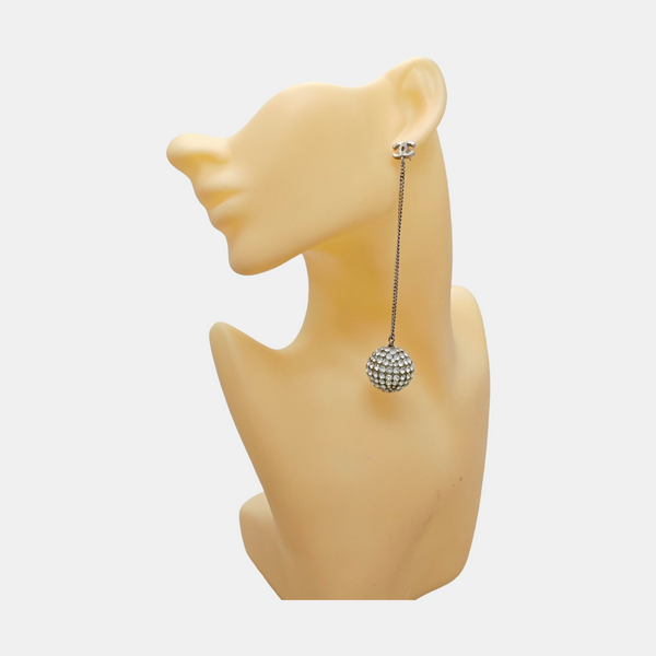 CC Logo Metal Silver Stud Earrings