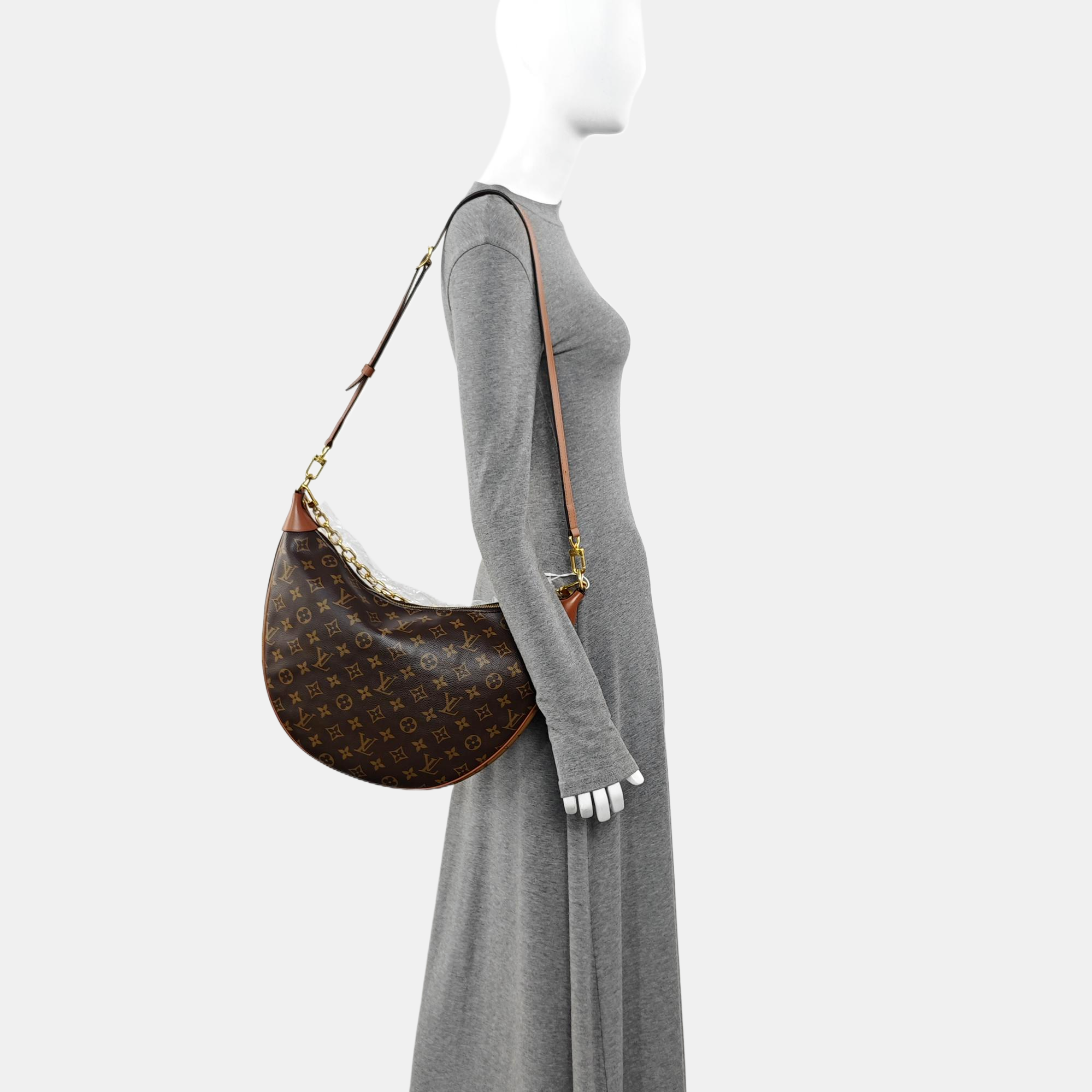 LOOP HOBO Monogram Coated Canvas Brown