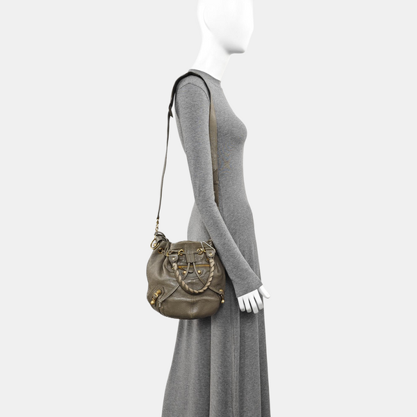 Pompon Bag Lambskin Gray