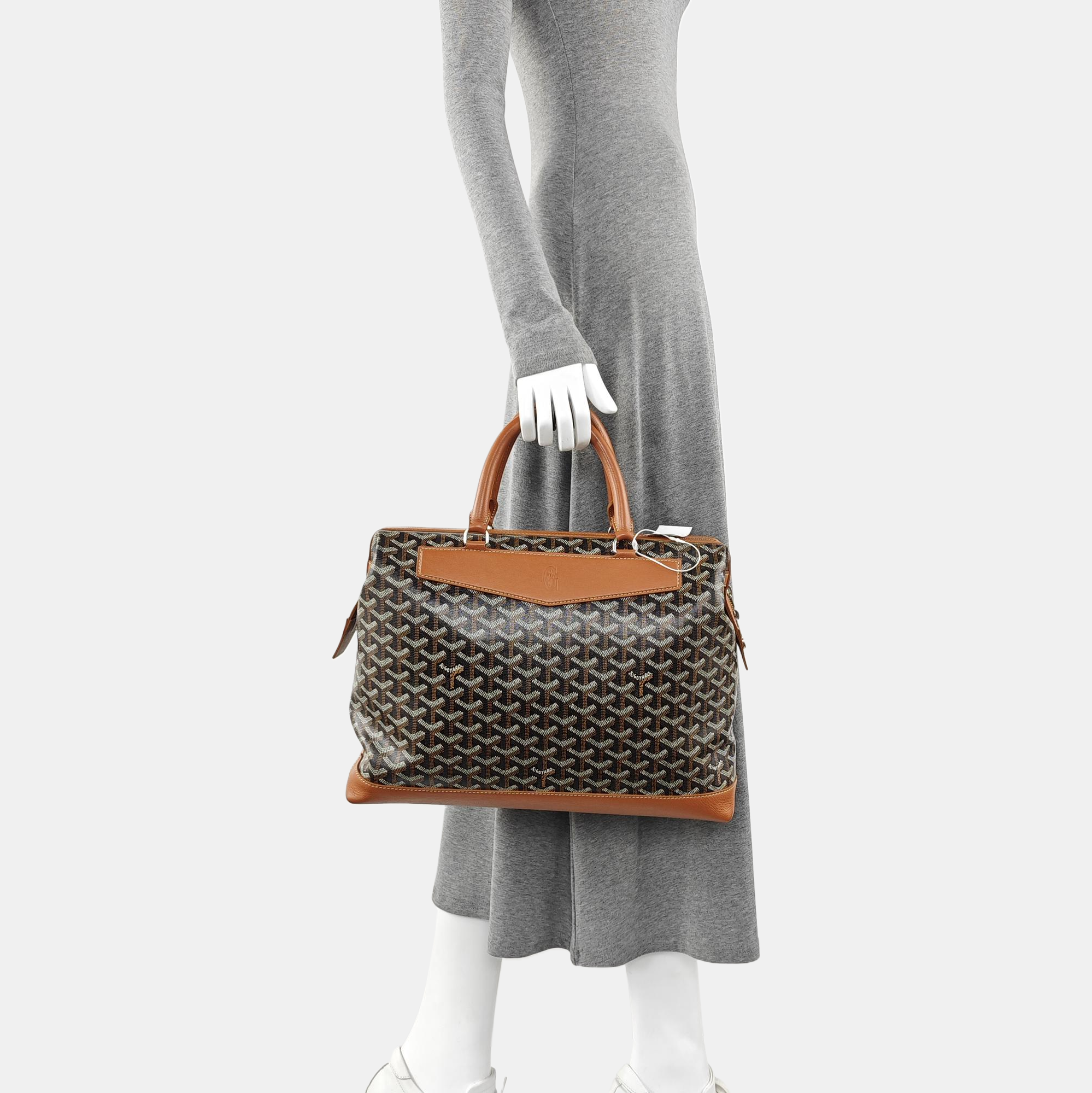 Coated Canvas Top Handle Bag Black