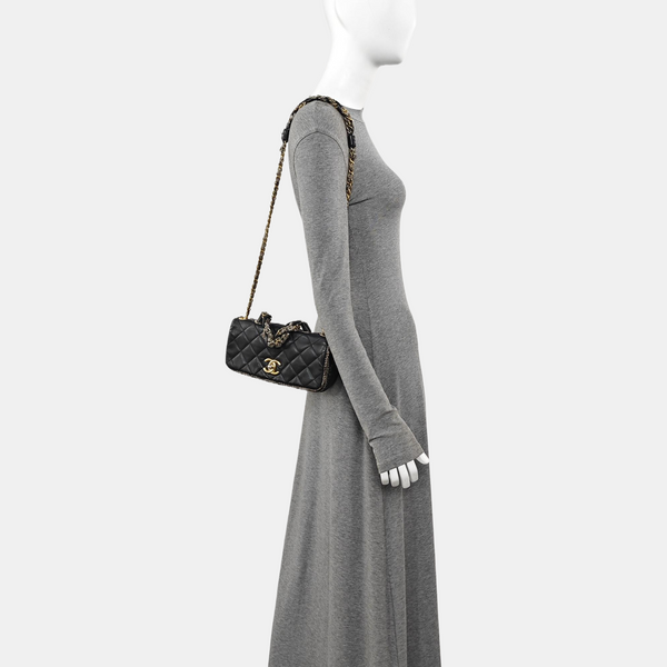 Quilted Calfskin Shoulder Bag Black