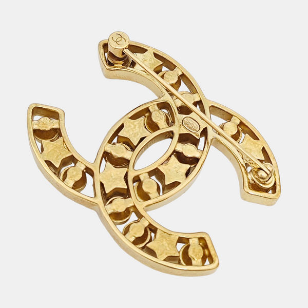 CC Logo Brass Gold Brooch
