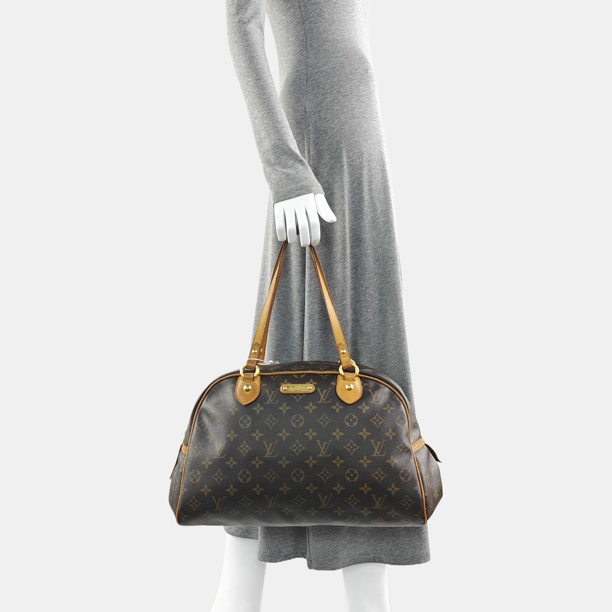 MONTORGUEI Monogram Coated Canvas Brown