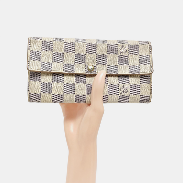 PORTE MONNAIE Damier Azur Coated Canvas White Wallet