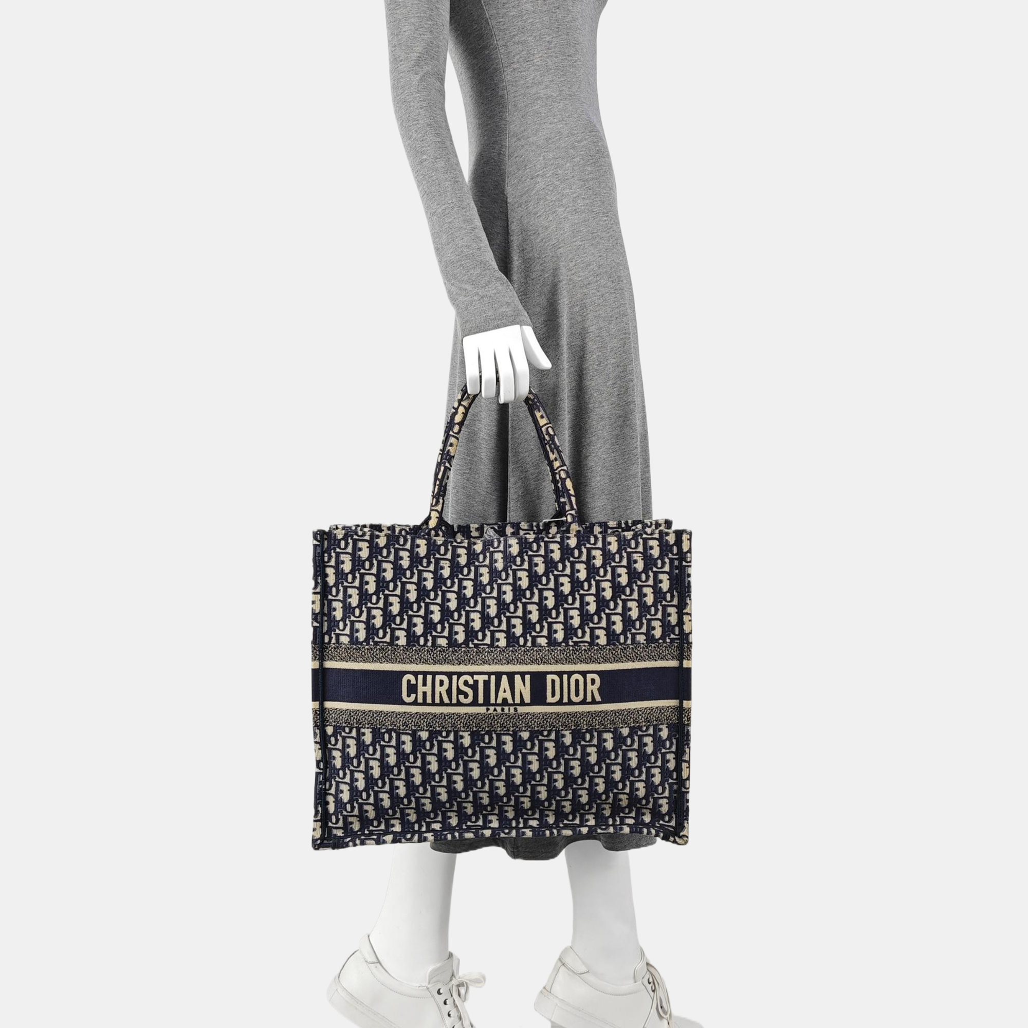 Book Tote Large Oblique Canvas Beige