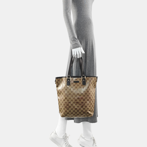 Monogram Coated Canvas Tote Bag Brown