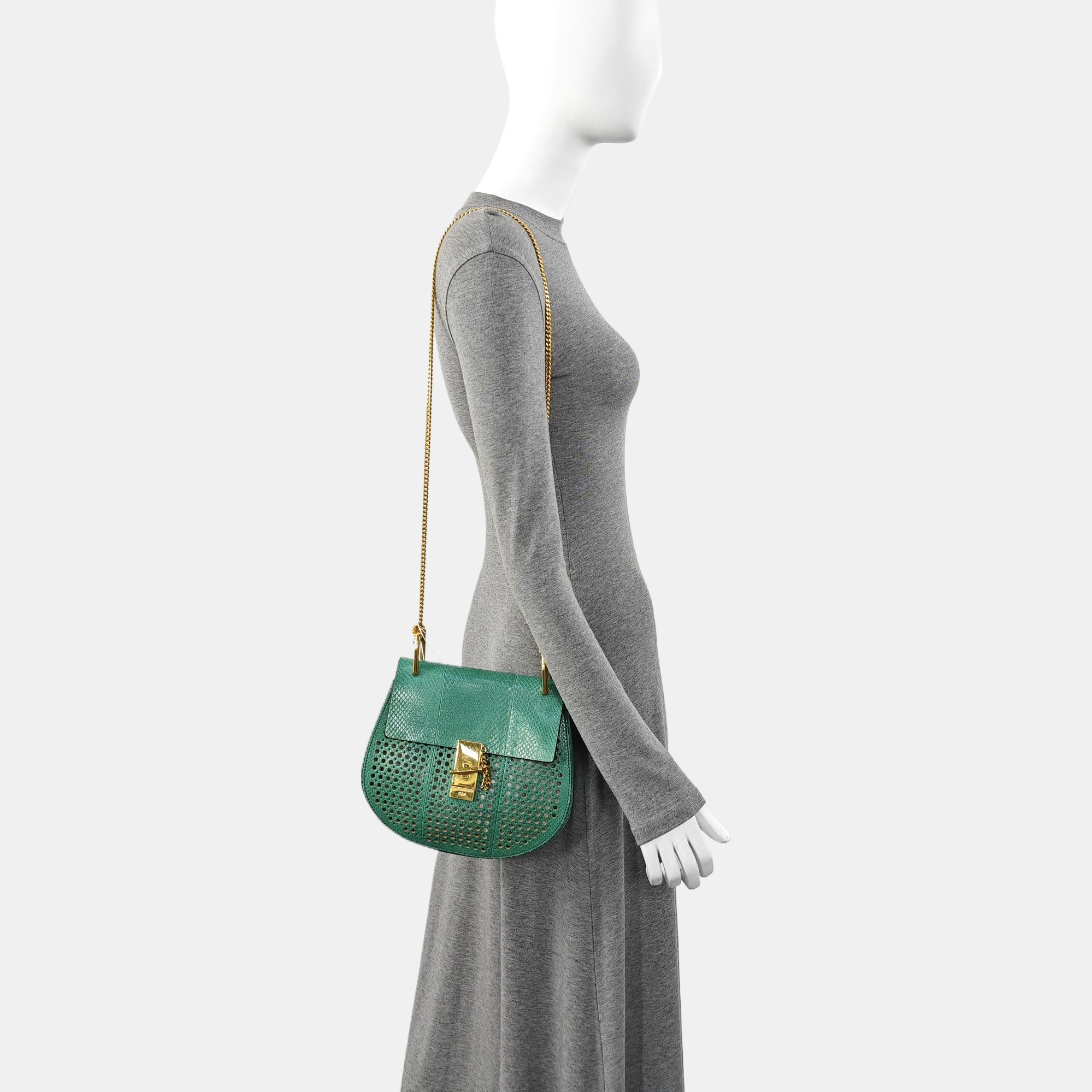 Drew Medium Calfskin Green