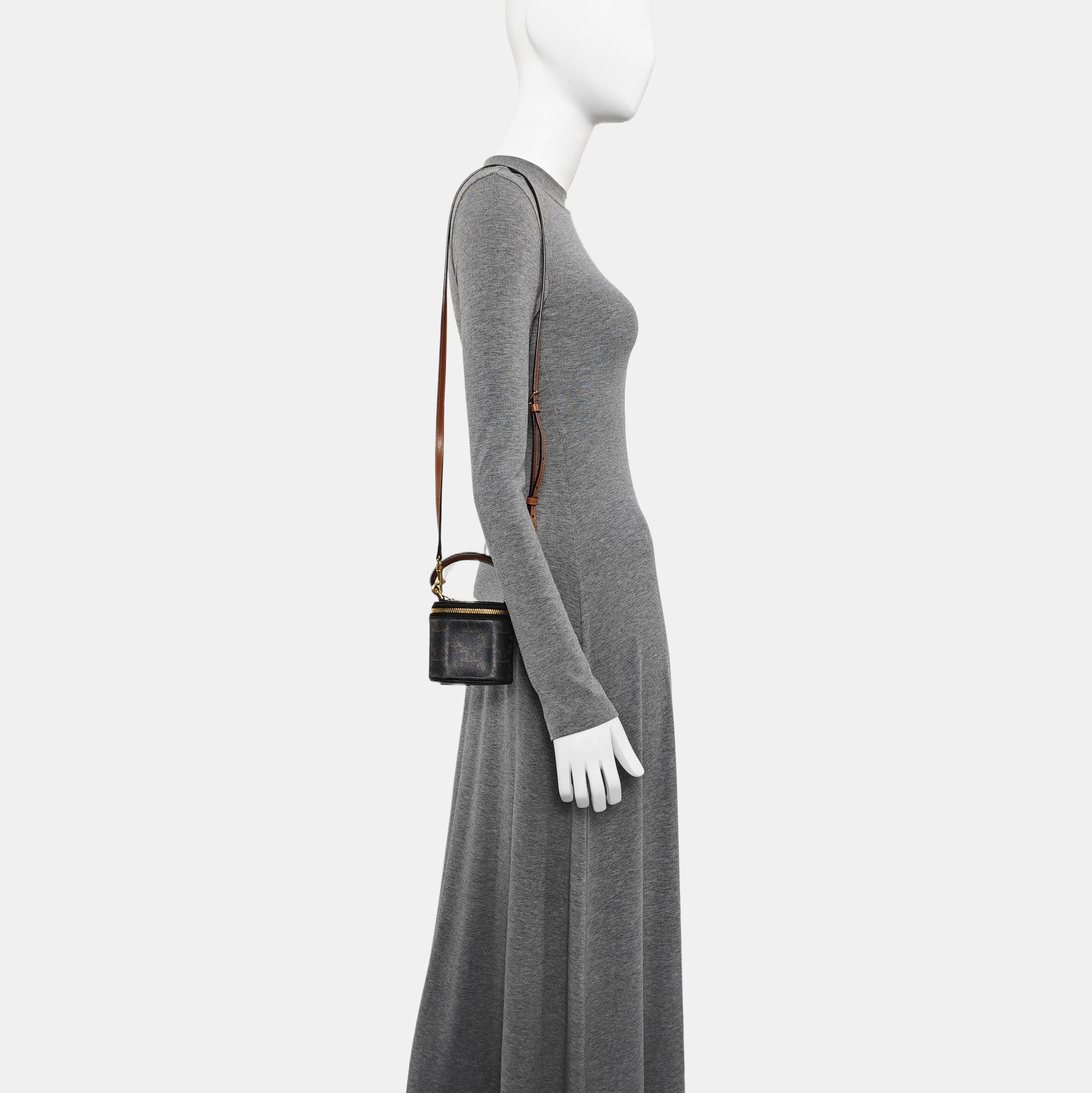 Coated Canvas Shoulder Bag Black