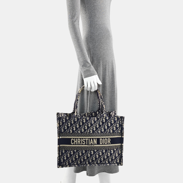 Book Tote Medium Oblique Canvas Blue