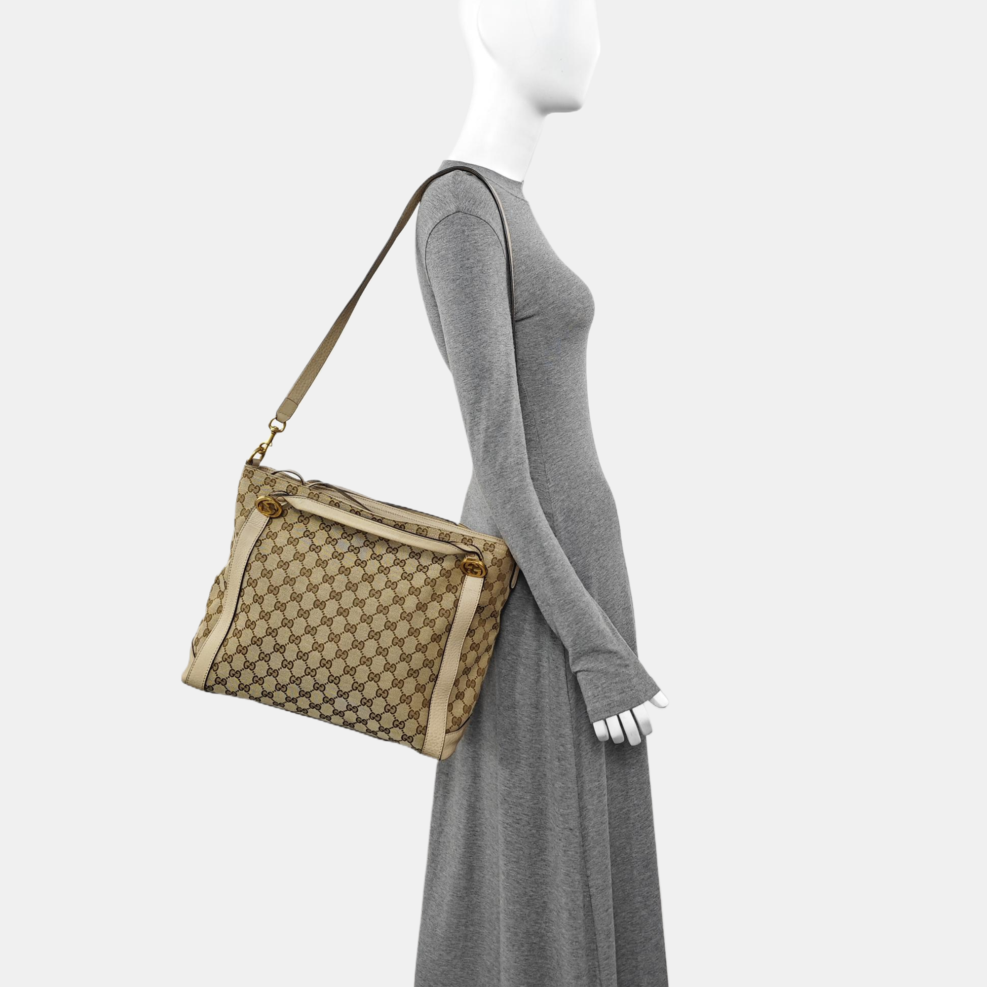 Monogram Canvas Tote Bag Beige