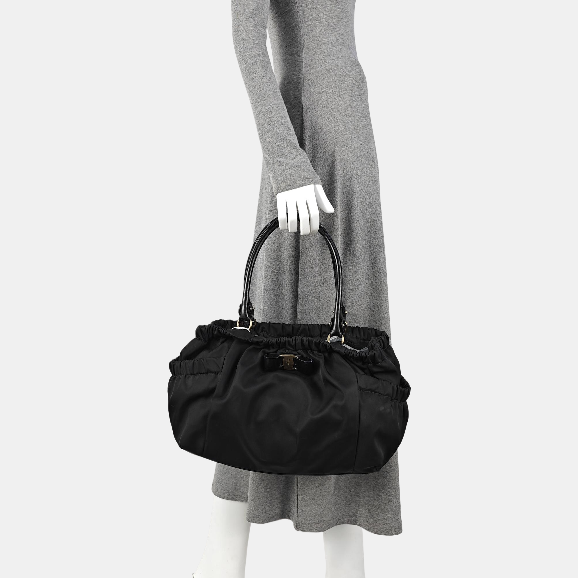 Fabric Top Handle Bag Black
