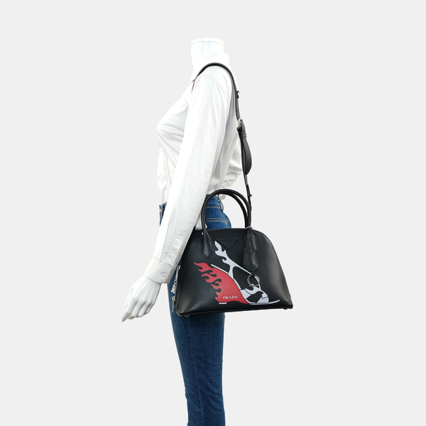 Saffiano Calfskin Shoulder Bag Black