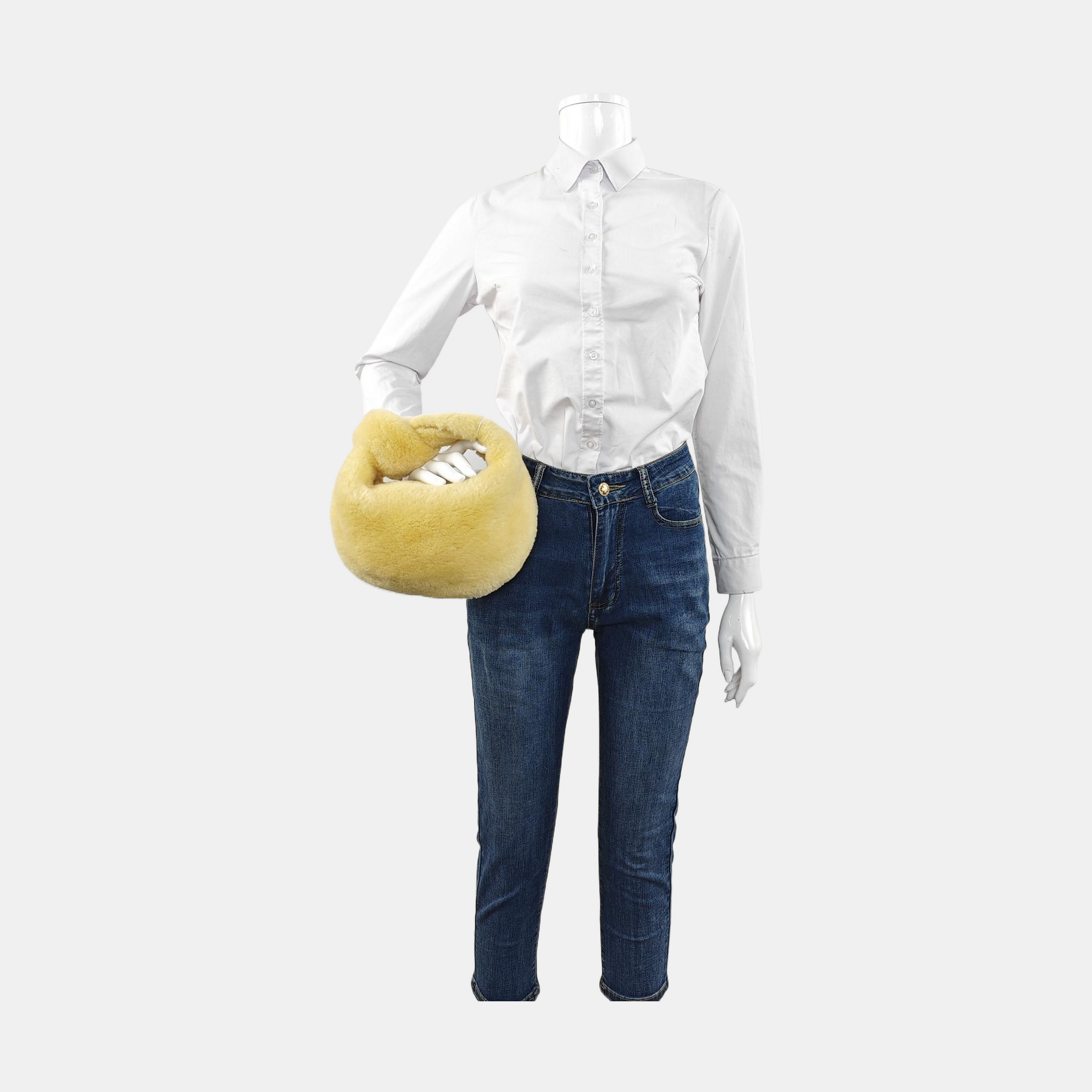 Authenticated pre-owned  Jodie Mini Sheepskin Yellow - Top Handle Bag at Looply