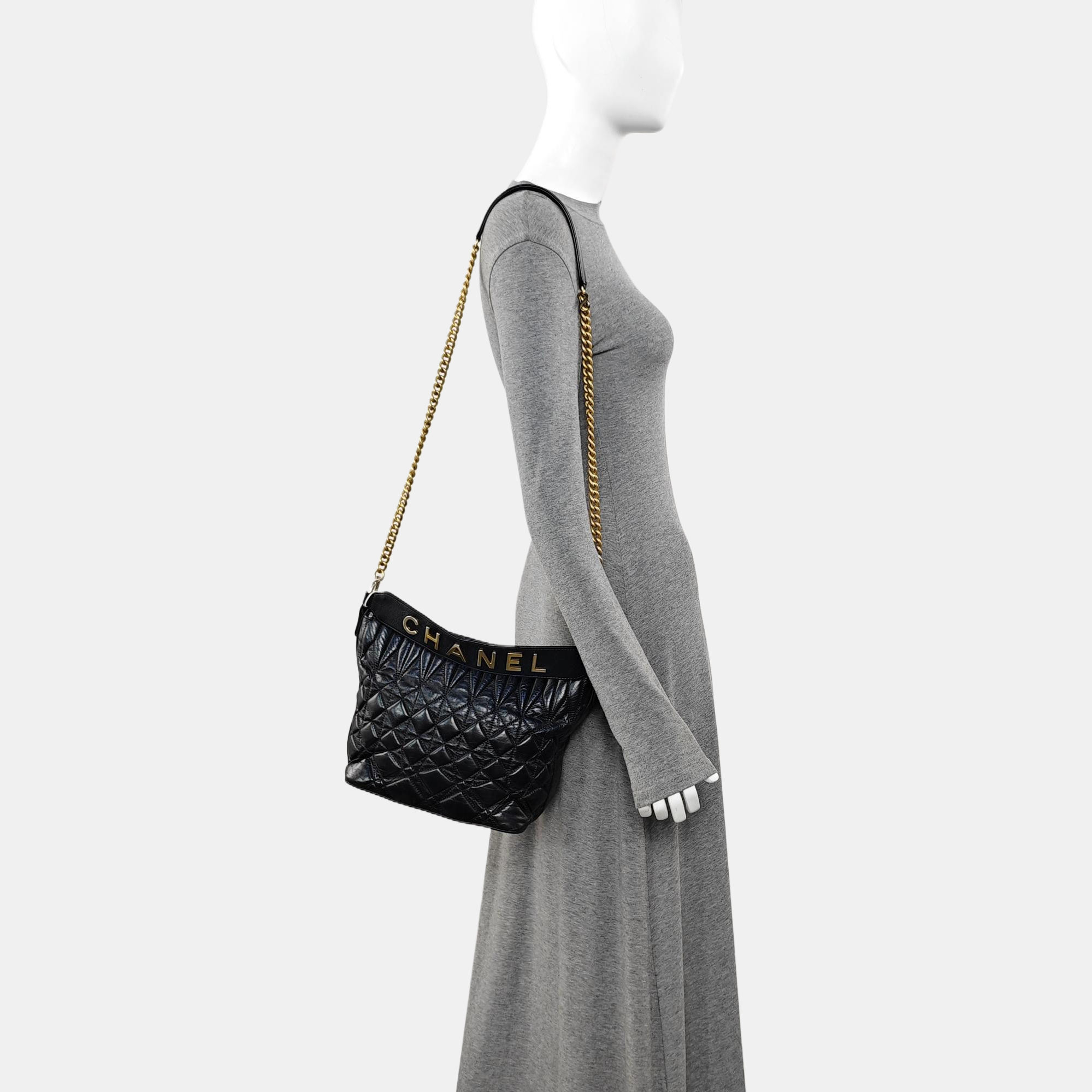 Quilted Calfskin Shoulder Bag Black