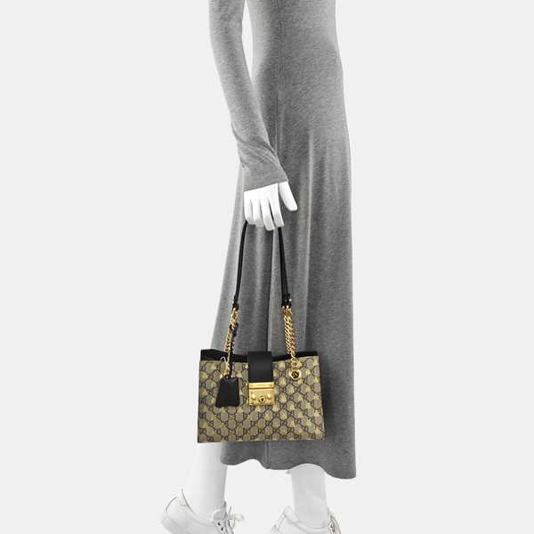 Padlock Small Monogram Coated Canvas Beige