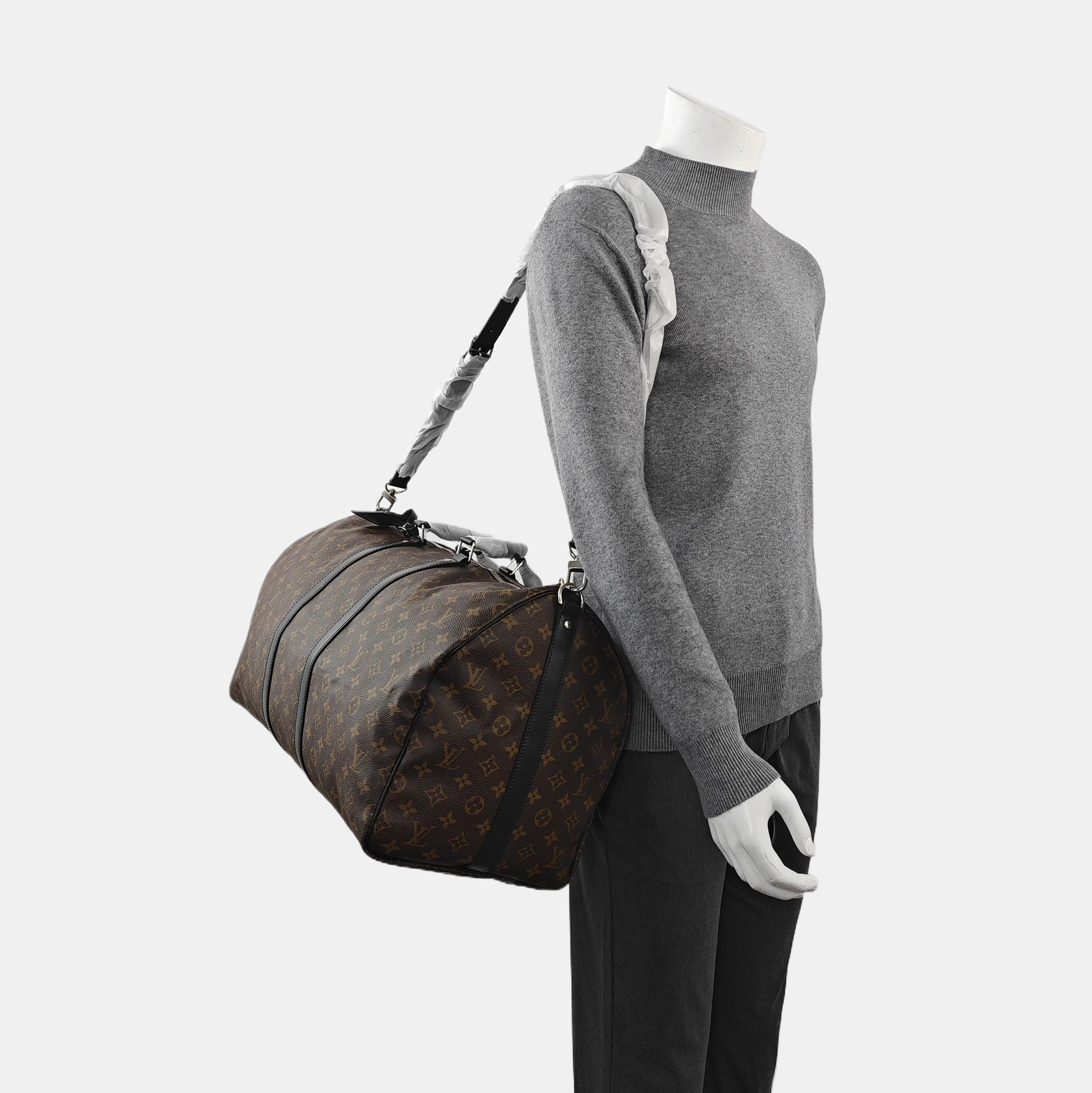 KEEPALL 55 Monogram Coated Canvas Brown