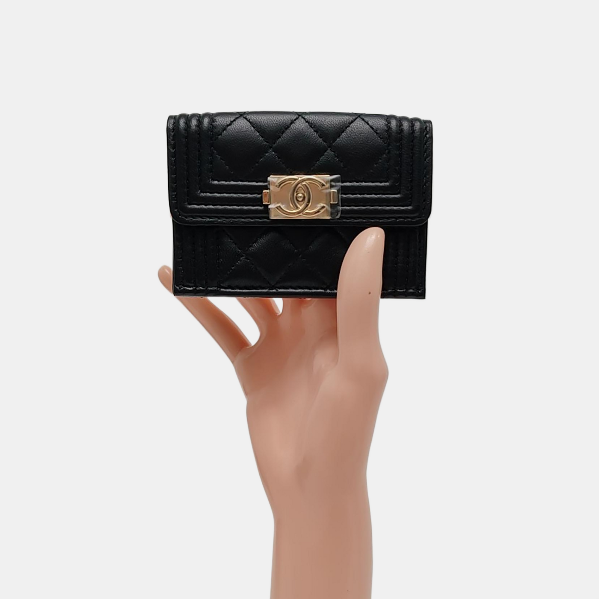 Authenticated pre-owned  BOY CHANEL Quilted Lambskin Black Wallet - Wallet at Looply