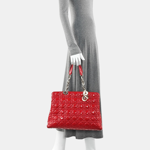 Dior Soft Large Cannage Patent Leather Red