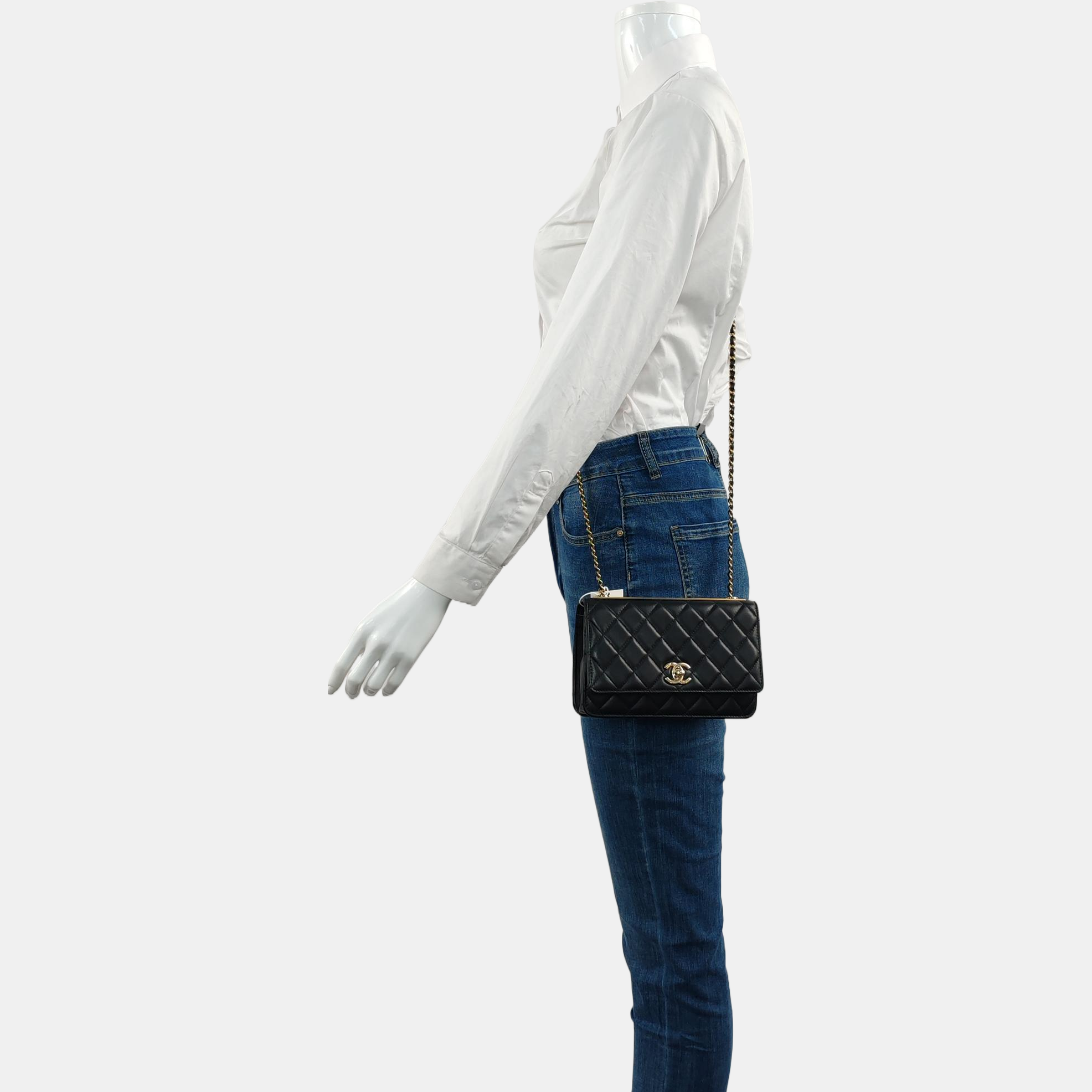 Authenticated pre-owned  TRENDY CC WOC Quilted Lambskin Black - Crossbody Bag at Looply