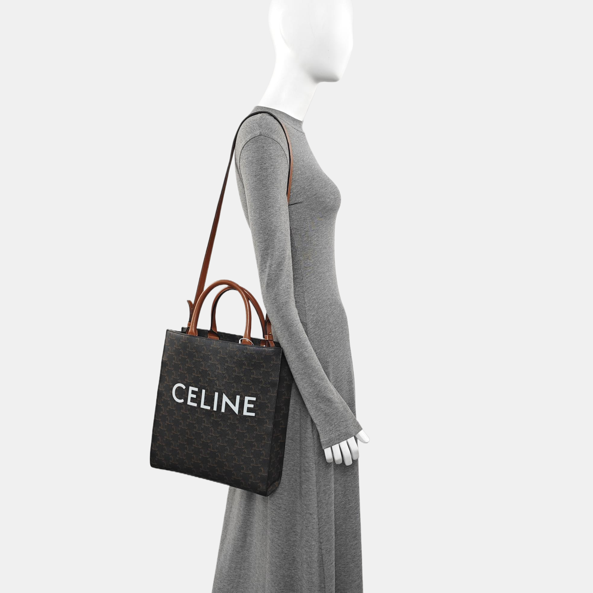 CABAS CELINE Small Coated Canvas Brown