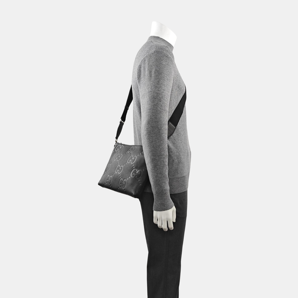 Monogram Leather Crossbody Bag Black