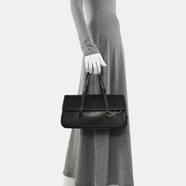 Calfskin Top Handle Bag Black