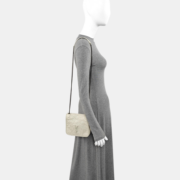 NIKI Mini Chevron Calfskin White