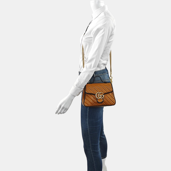 GG Marmont Mini Quilted Calfskin Brown