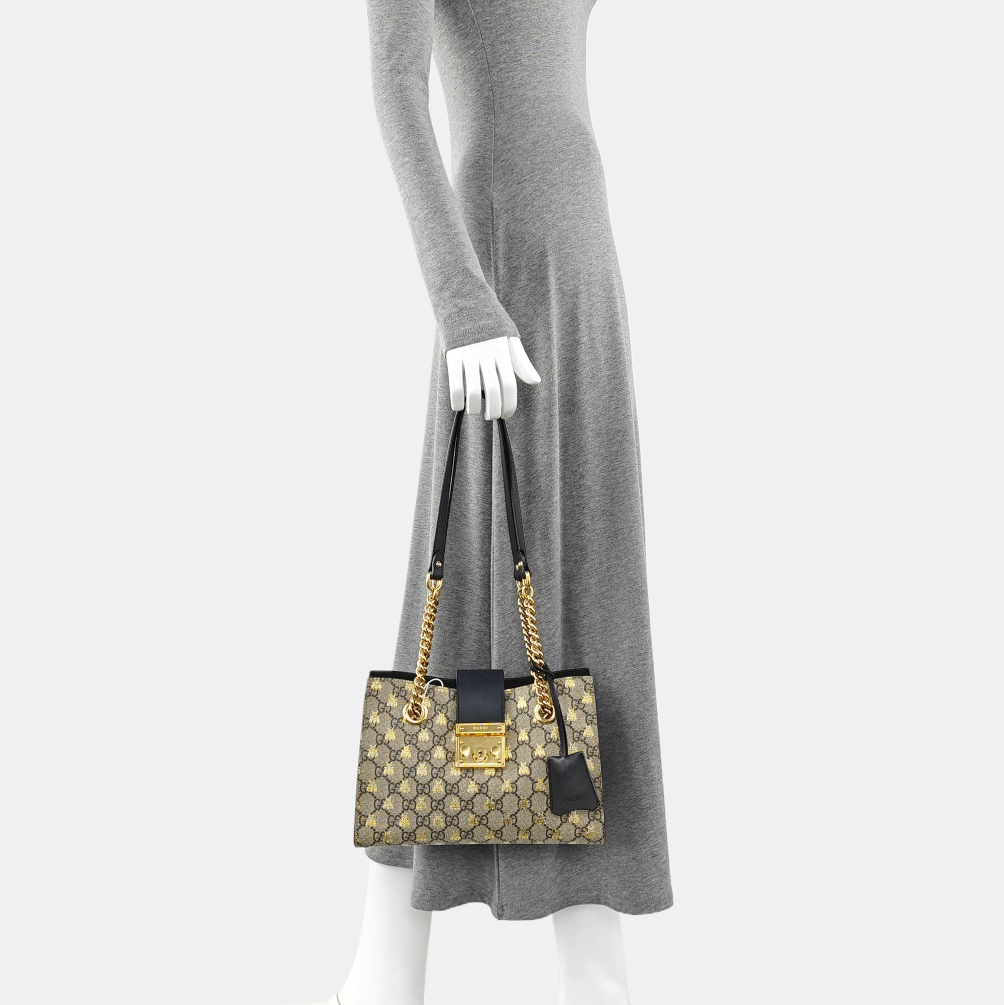Padlock Small Monogram Coated Canvas Beige