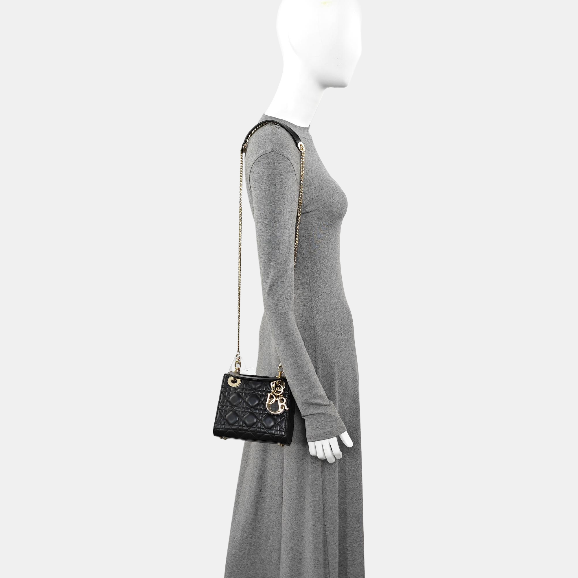 Lady Dior Mini Cannage Lambskin Black