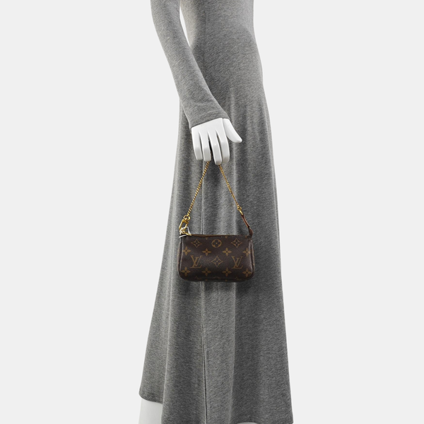 Authenticated pre-owned  ACCESSOIRES Mini Monogram Coated Canvas Brown - Top Handle Bag at Looply