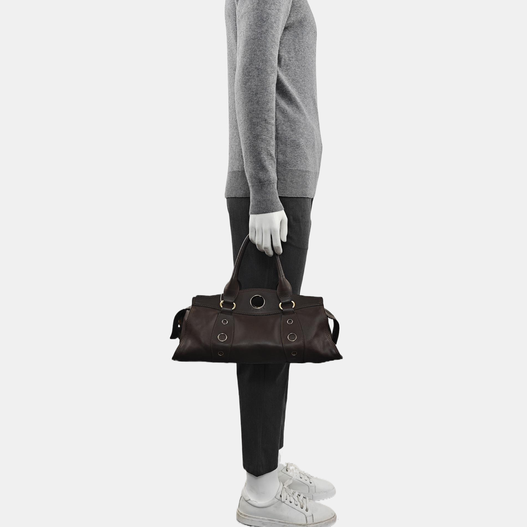 Calfskin Top Handle Bag Brown